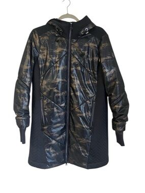Sportalm Kitzbühel Designer Luxury Black Puffer Jacket Coat Size 6 Metallic